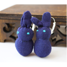 Сережки ганчір“яні Зайці темно сині