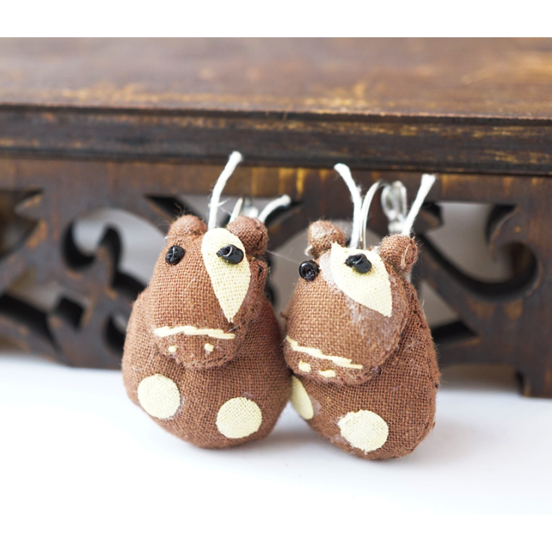 Сережки ганчір“яні Корівка Коричнева