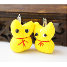 Сережки ганчіркові Кішка жовта