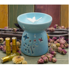 Аромалампа керамічна Метелик у квітах Блакитна №1