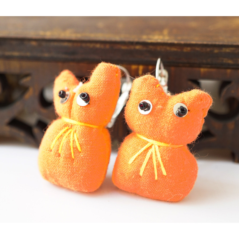 Сережки ганчір“яні Кішка помаранчева
