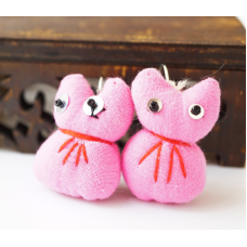 Сережки ганчір“яні Кішка рожева