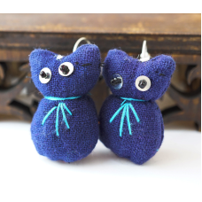 Сережки ганчір“яні Кішка синя