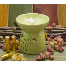 Аромалампа керамічна Метелик у квітах Салатова