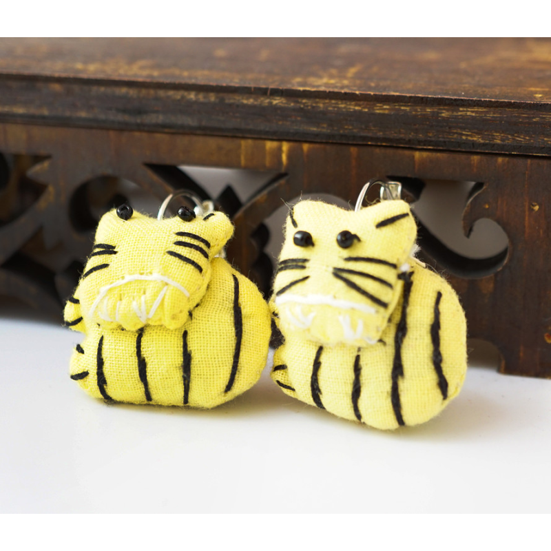 Сережки ганчір“яні Смугастий котик жовті