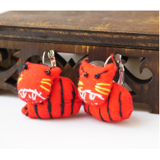 Сережки ганчір“яні Смугастий котик червоні