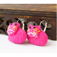 Сережки ганчір“яні Смугастий котик рожеві