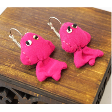Сережки ганчіркові Рибки рожеві