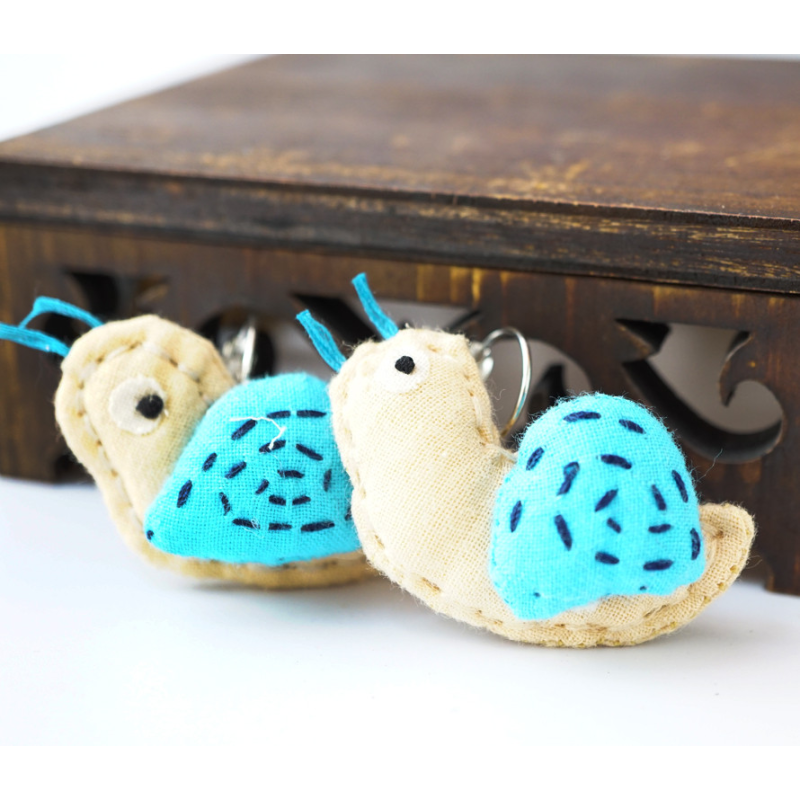 Сережки ганчір“яні Слимак блакитний