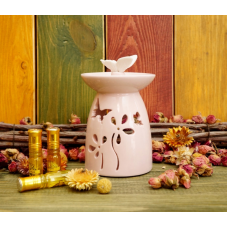 Аромалампа керамічна Метелик у квітах Рожева