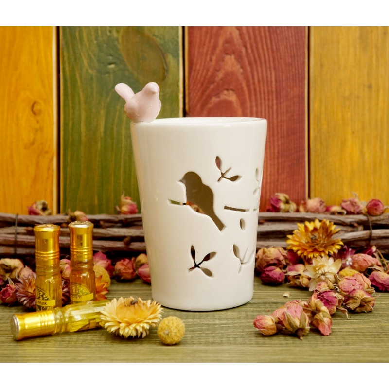 Аромалампа керамічна Пташка на краю Біла