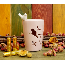 Аромалампа керамічна Пташка на краю Рожева