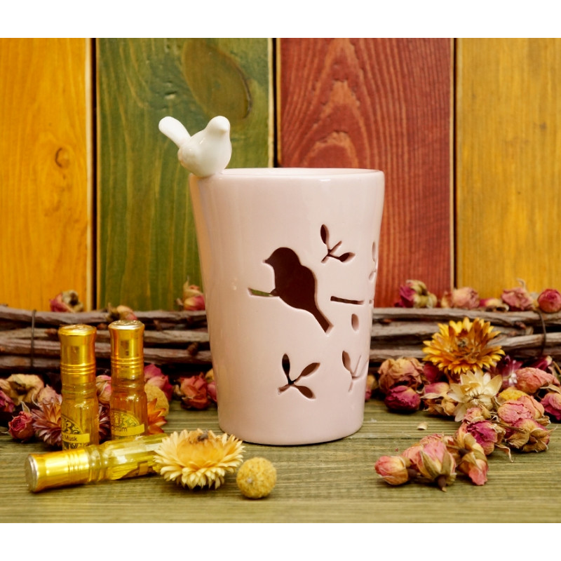 Аромалампа керамічна Пташка на краю Рожева