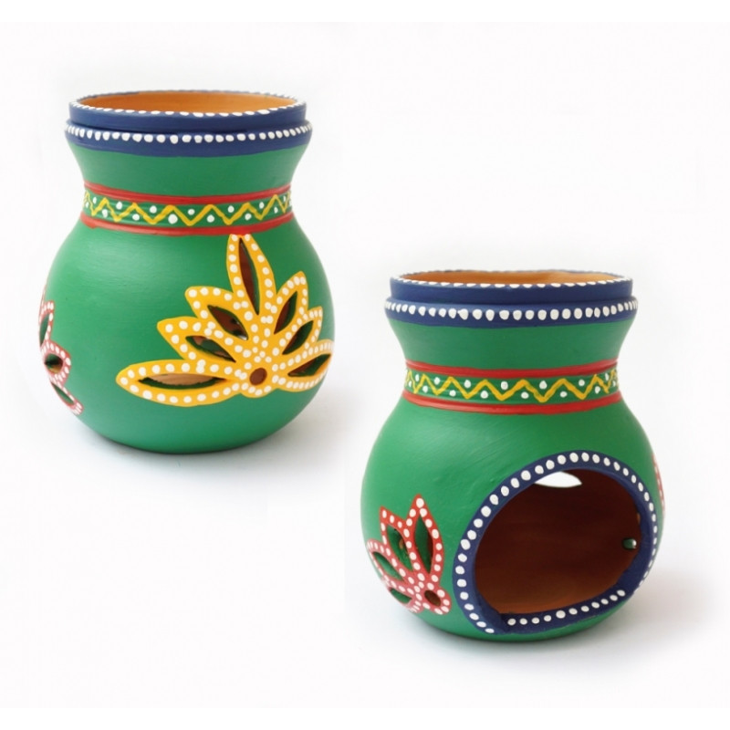 Аромалампа теракотова Лотос зелена KB-1C