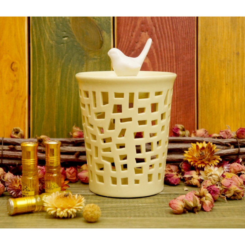 Аромалампа керамічна Пташка + квадрати №D