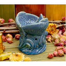Аромалампа керамічна Дві рибки Блакитна
