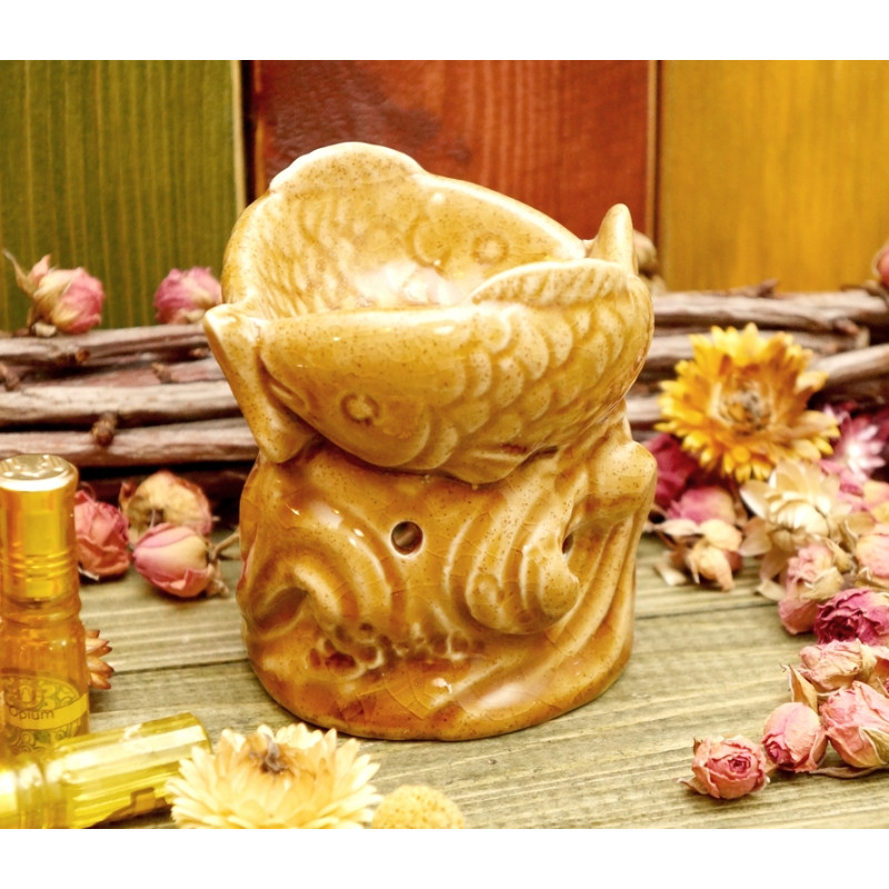 Аромалампа керамічна Дві рибки Коричнева