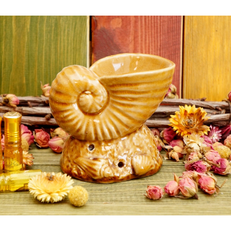 Аромалампа керамічна Мушля Коричнева