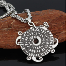 Кулон Змія з рунами білий метал