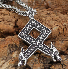 Кулон Одал білий метал