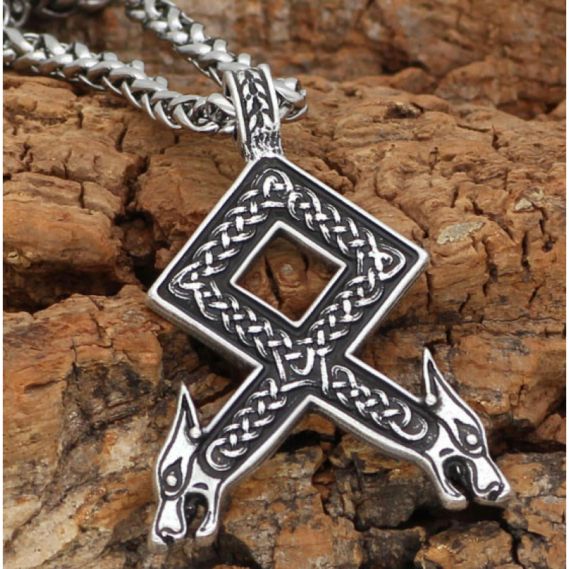 Кулон Одал білий метал