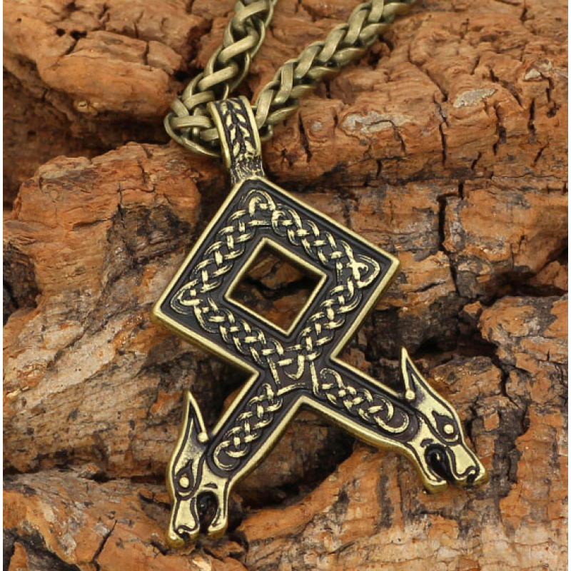 Кулон Одал жовтий метал