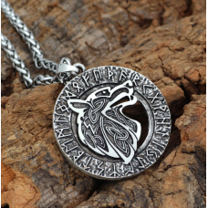 Кулон Вовк білий метал