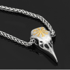 Кулон Череп Ворона білий метал