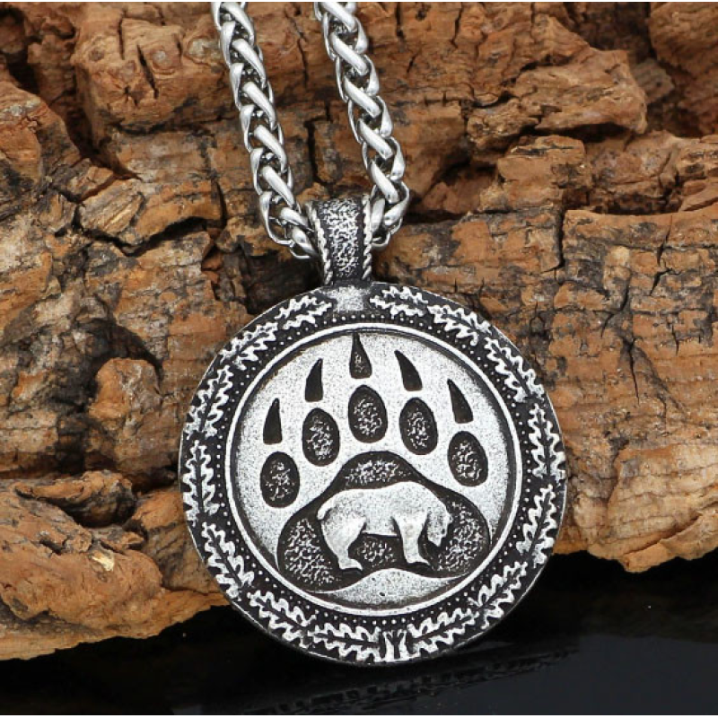 Кулон Ведмежа лапа білий метал