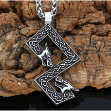 Кулон Дволикий вовк білий метал