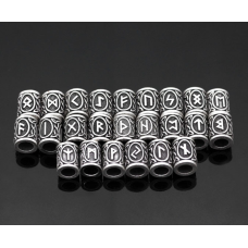 Намистини шарми Руни білий метал набір 24 ​​штуки