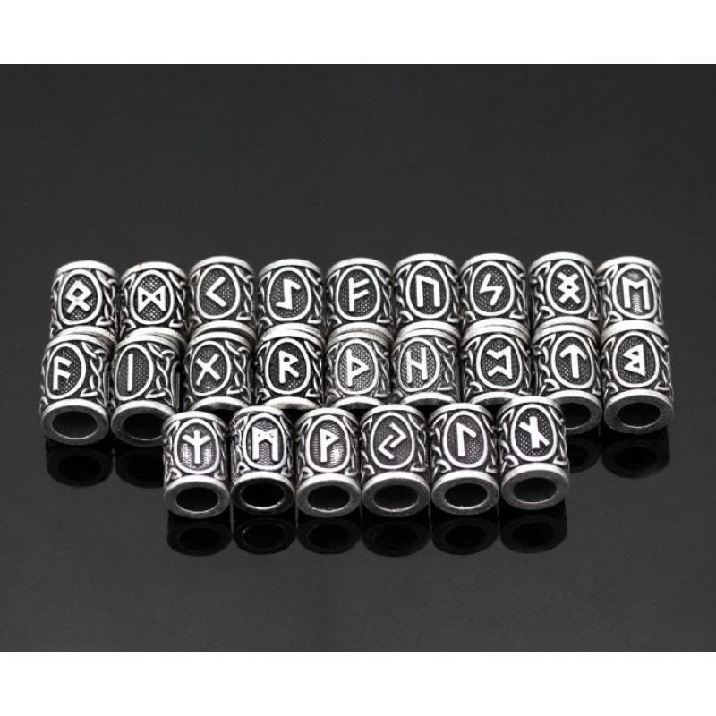 Намистини шарми Руни білий метал набір 24 ​​штуки