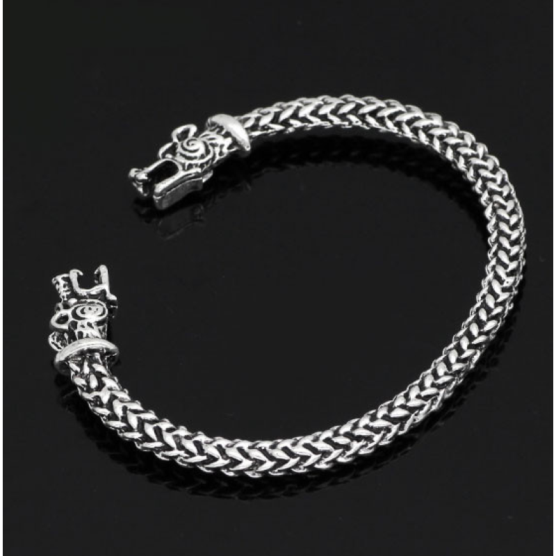 Браслет Подвійний вовк білий метал безрозмірний