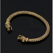 Браслет Подвійний вовк жовтий метал безрозмірний