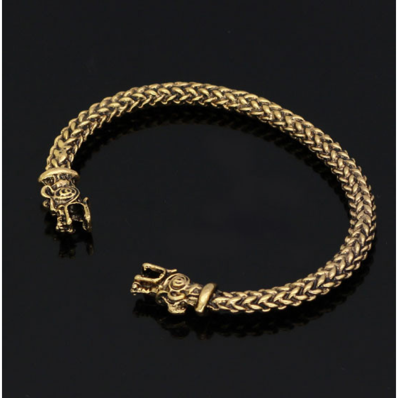 Браслет Подвійний вовк жовтий метал безрозмірний