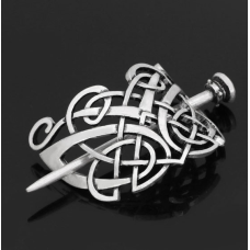 Заколка для волосся Кельтський вузол білий метал