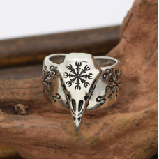 Кільце Шолом жаху білий метал безрозмірне