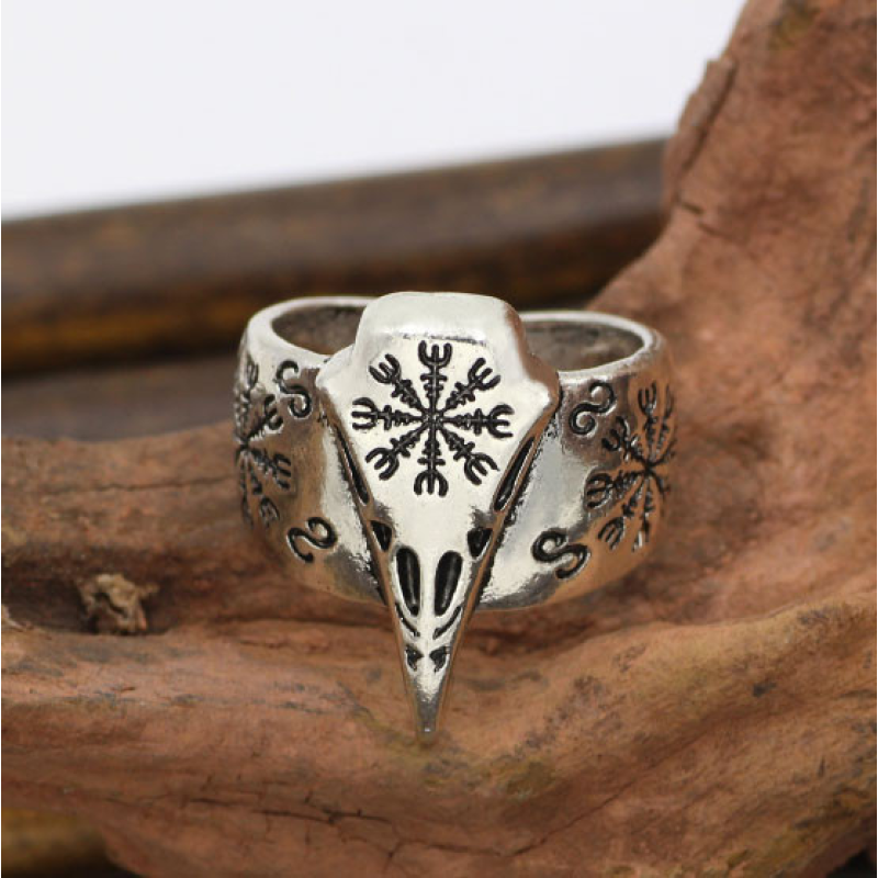 Кільце Шолом жаху білий метал безрозмірне