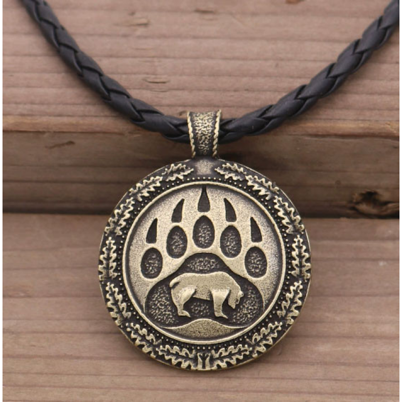 Кулон Ведмежа лапа шкіряний шнурок Кулон Ведмежа лапа шкіряний шнурок