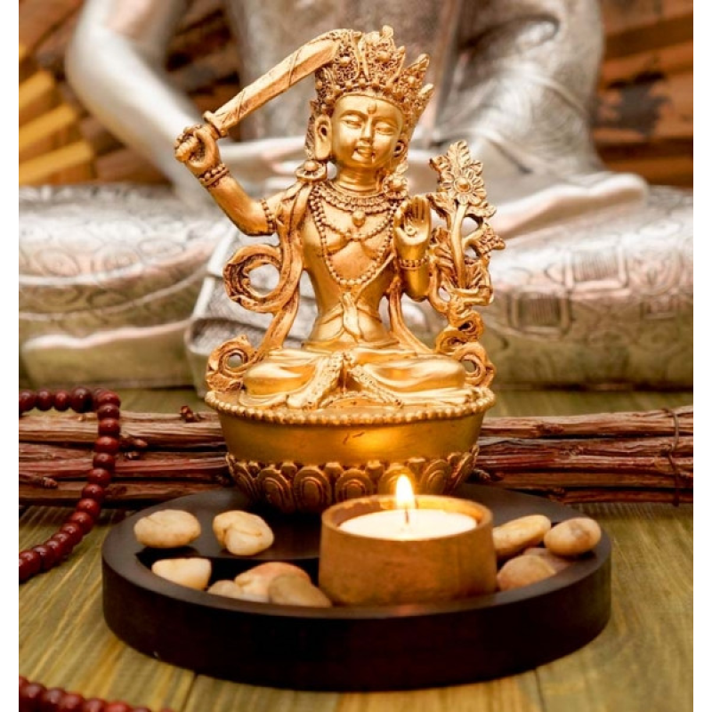 Манджушрі + свічник у золотому кольорі