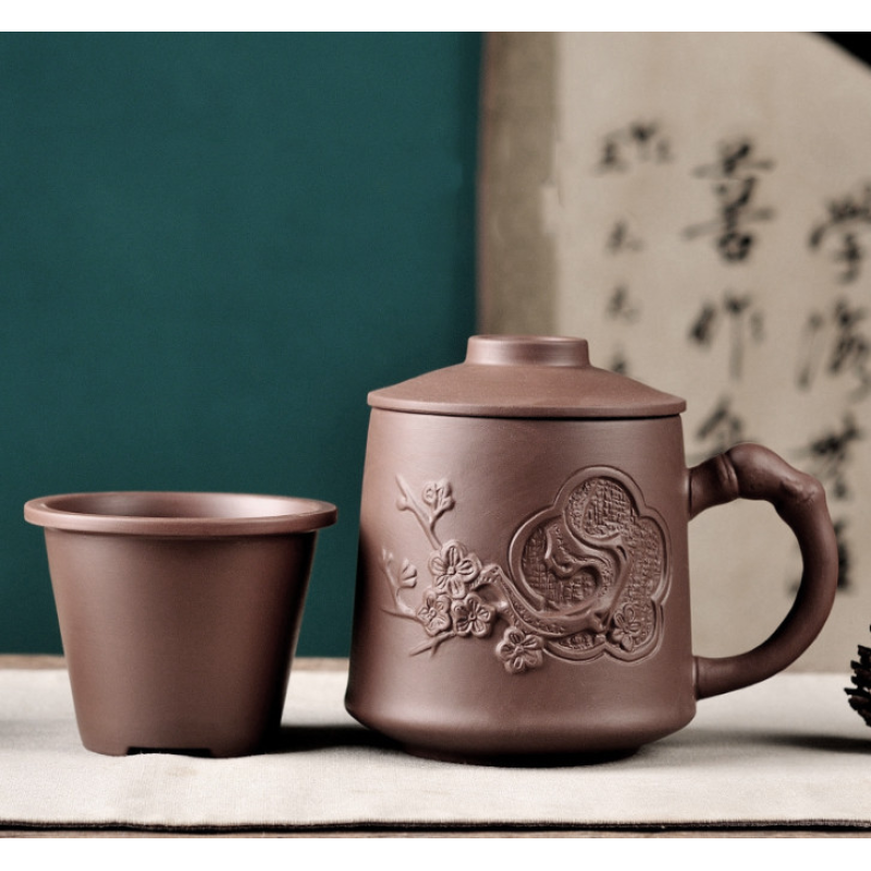 Чашка Квітка сливи із ситом коричнева 500мл.