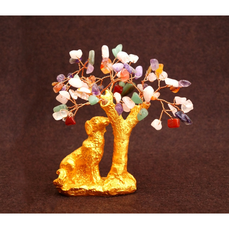 Собака під золото + дерево з камінням Собака під золото + дерево з камінням