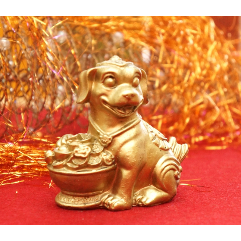 Собачка з чашею достатку під бронзу