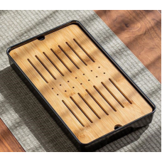 Чабань прямокутний Смужка пластик + бамбук Чорний