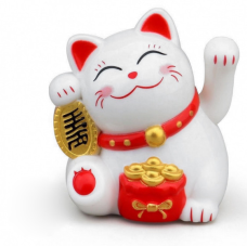 Манекі Неко на сонячній батарейці Білий