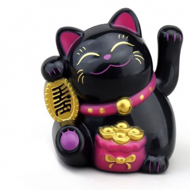 Манекі Неко на сонячній батарейці Чорний Манекі Неко на сонячній батарейці Чорний