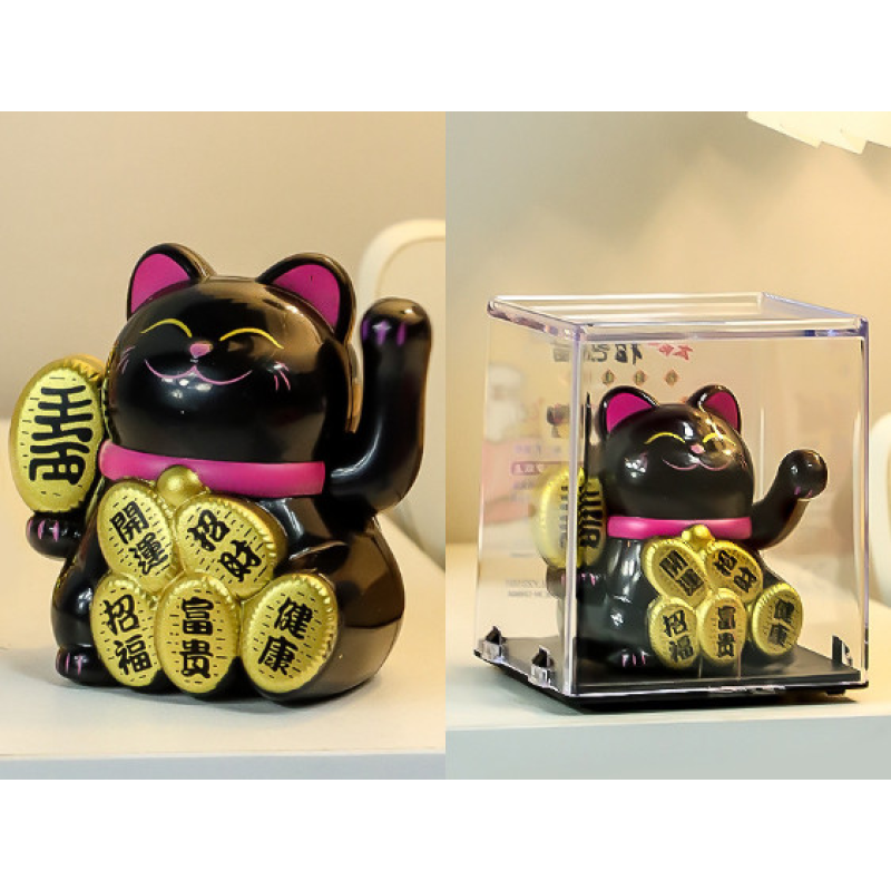 Манекі Неко на сонячній батарейці Чорний