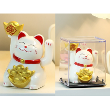 Манекі Неко на сонячній батарейці Білий