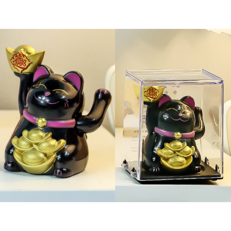 Манекі Неко на сонячній батарейці Чорний