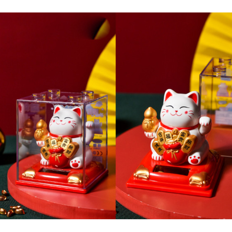 Манекі Неко з Улоу на сонячній батарейці Білий